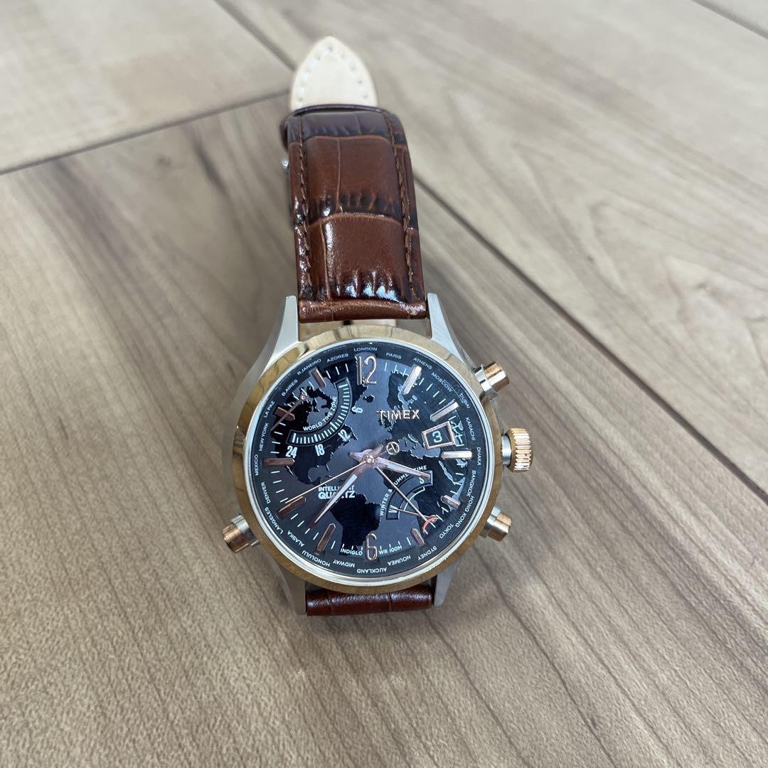 Timex Chronograph Black Dial Leather Band Dead Battery 0706