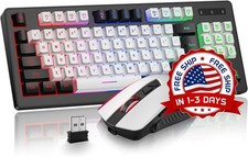 Combo De Teclado Y Mouse Inal mbricos Para Juegos, Color Blanco Y Negro NEW US.