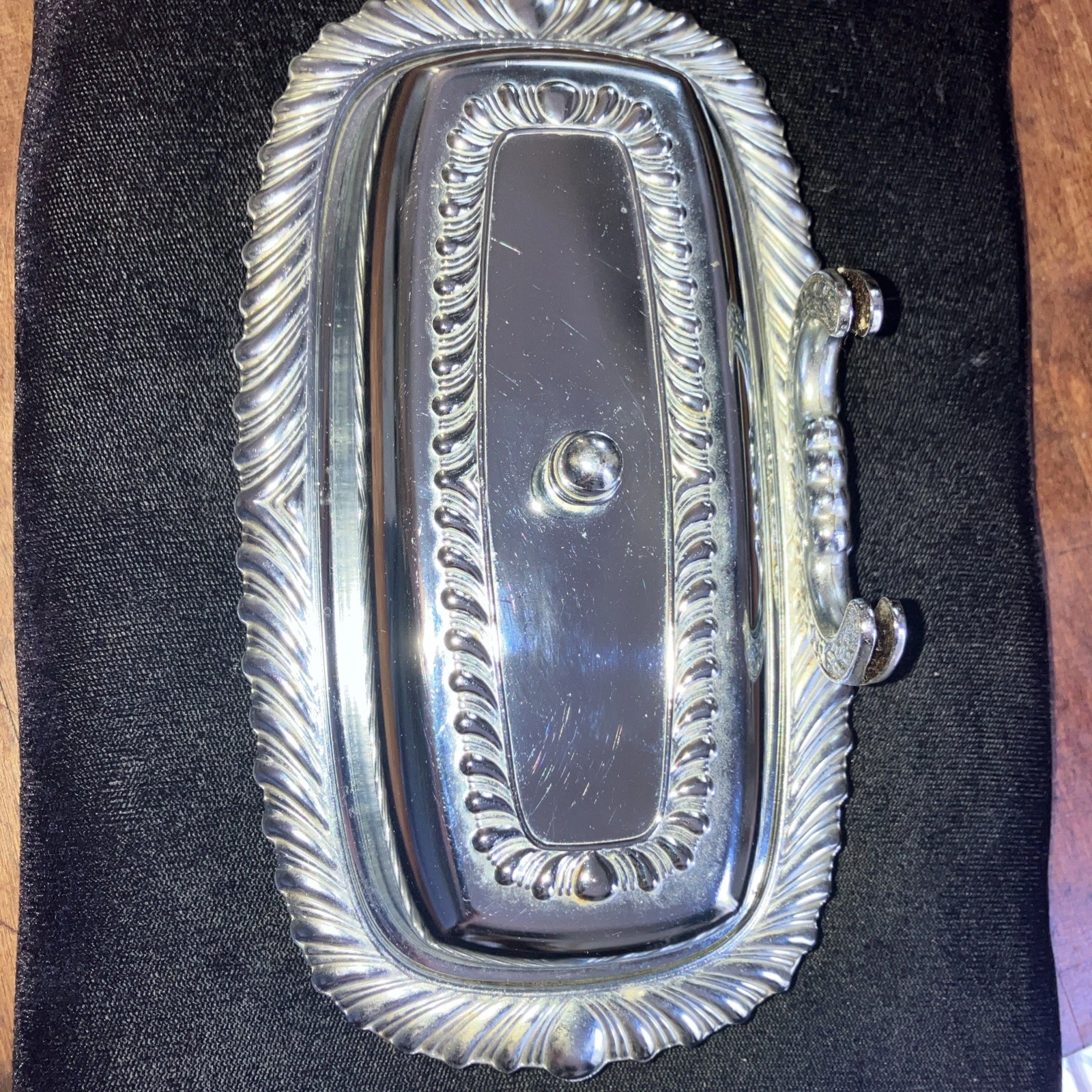 Vintage Silverplate Covered Butter Dish with Glass Insert Rectangular