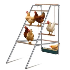 Outdoor Chicken Perch Metal Chicken Activity Play Platform with Ladder and Swing