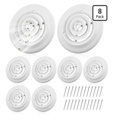8 Pcs 6 Inch Round Vent Cover, HVAC Vent Duct Cover, Diffuser With Screws