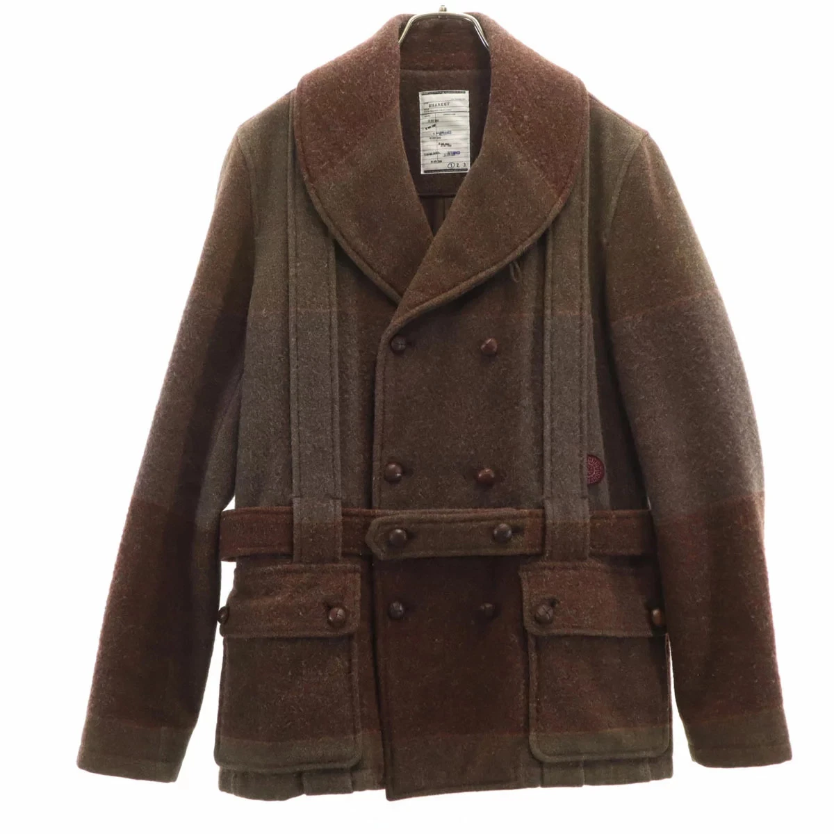 Shareef Mens WOOL Double Breasted Jacket Coat Brown Outerwear Made In Japan 1 S image 7