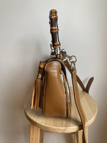 Vintage Gucci Flora Medium Bamboo Top Handle Bag Dark Brown - Picture 18 of 22