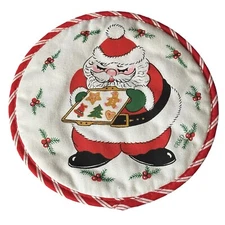 Vintage B&D Hot Pad Pot Holder Christmas Holiday Santa W/ Cookie Striped 8.5"