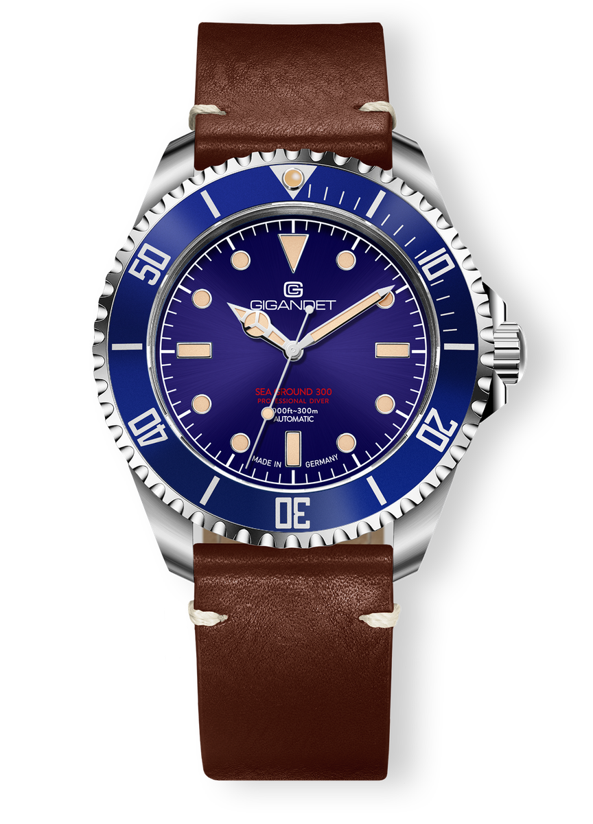 Gigandet Sea Ground 300 Orologio Subacqueo Automatico – Made In Germany, Vetro Zaffiro, 30 Bar, Super-Luminova – Modello G300V-008M