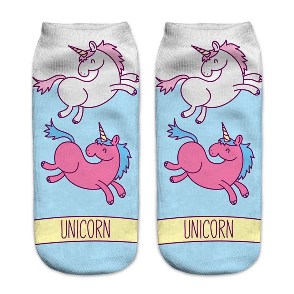 8 pares de calcetines tobilleros divertidos con estampado de animales unicornio 3D dibujos animados para niñas Foto 3 de 4