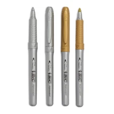 BIC Permanent Markers - Fine Point - Metallic Gold & Silver - Set of 2 ***NEW***