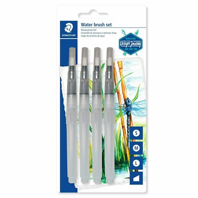 Staedtler Water Brush - Set of 4 Paintbrushes - Fine, Medium, Broad, Chisel Tip