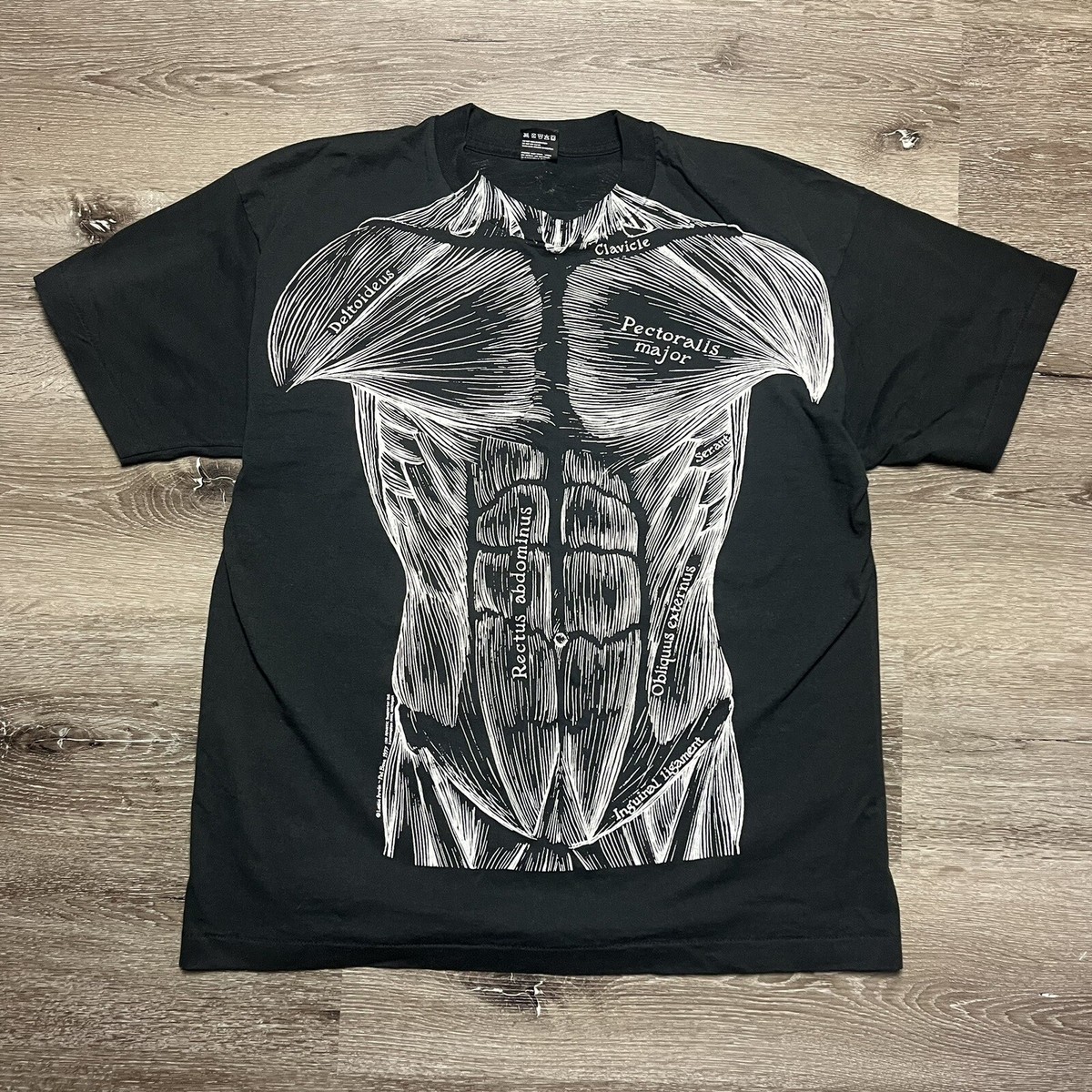 Vintage 80s 90s Human Muscle Anatomy Shirt XL Leslie Arwin Pat 