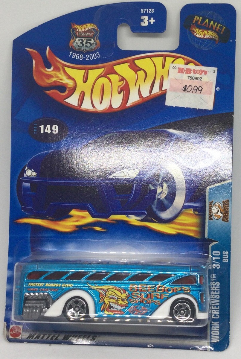 Hot Wheels Work Crewsers Beebops Surf Shops 3/10 #149 Blue Bus