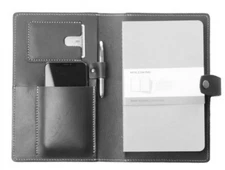 notebook notes book jacket cover slipcase card pen bag cow leather black H255