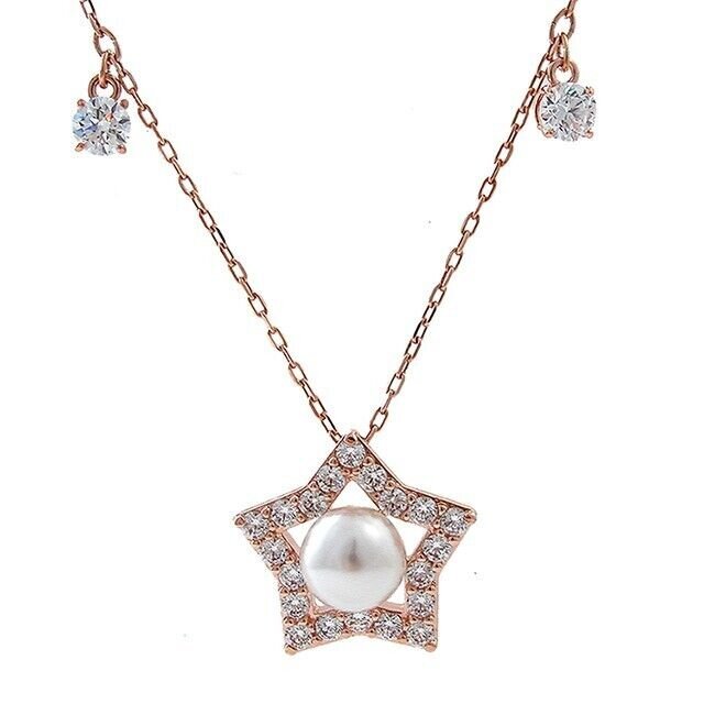 Swarovski Women's White/Rose Gold Stella Crystal Pearls Star -Tone Plated Necklace - Crystal / -Tone Plated - Image 2