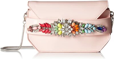 Steve Madden PAULINE PATENT MULTI COLORED JEWELS AND RHINESTONES CLUTCH CROSSBOD