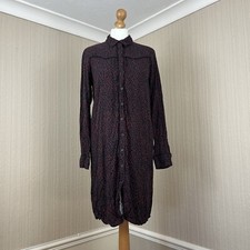 Hush Long Sleeve Matilda Button Up Shirt Dress Black Red Dot Ladies Size 10