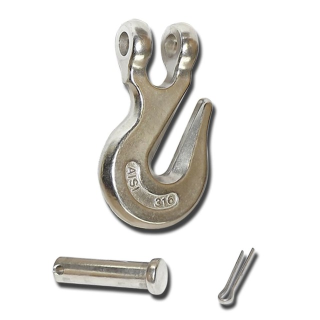 5 Pc 3/8'' Marine Stainless Steel 316 Clevis Grab Hook Towing Shackle
