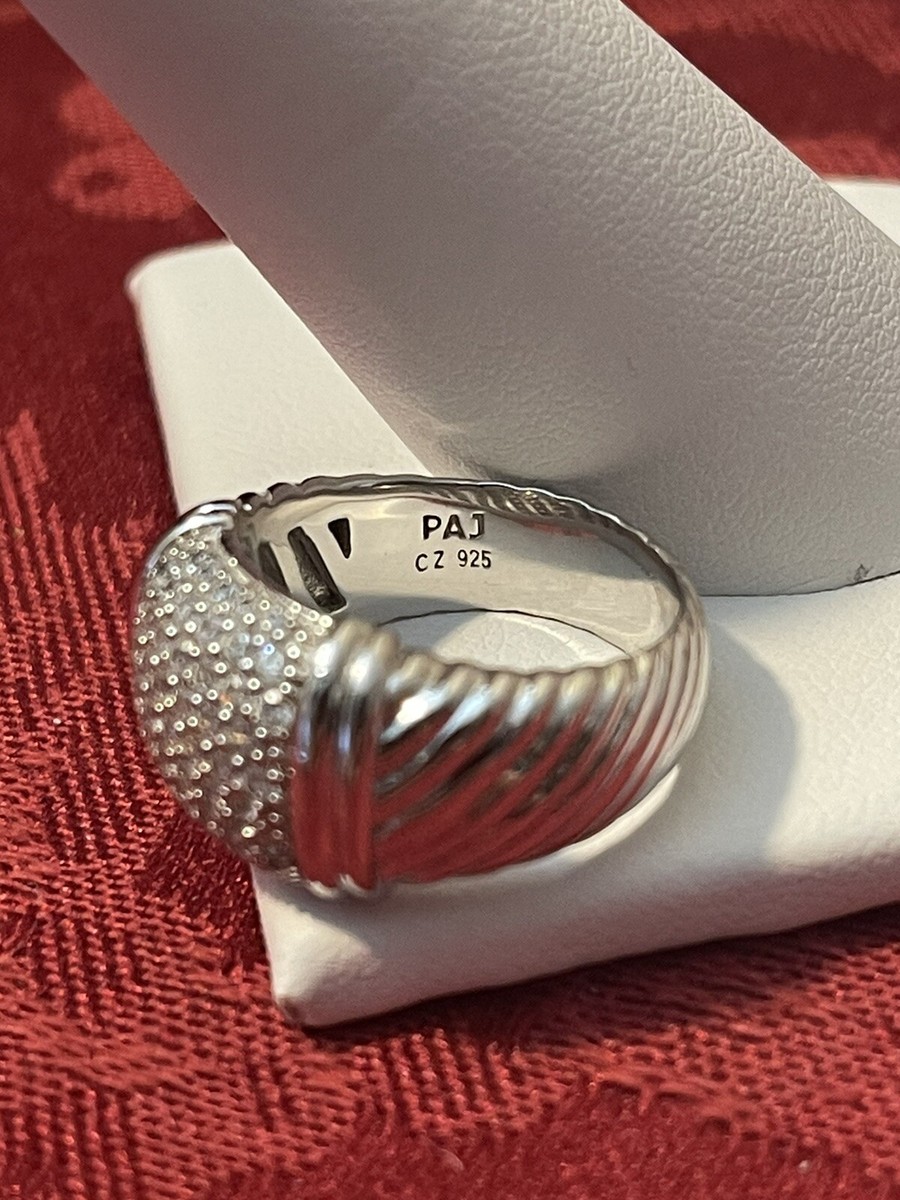 Paj Cz 925 Ring Signed PAJ Sterling Silver 925 CZ Wide Statement