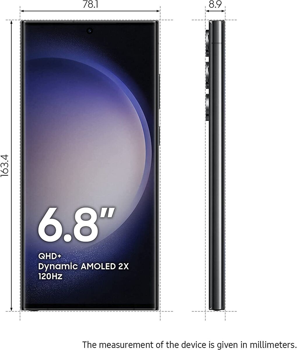 Samsung Galaxy S23 Ultra 5G Dual S918B 256GB 8GB RAM GSM Unlocked – Black 