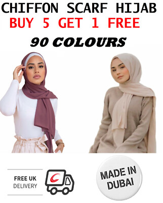 Chiffon Schal Hijab KAUFEN SIE 5 ERHALTEN SIE 1 GRATIS Premium Qualität Elegant Sarong Tuch Halstuch