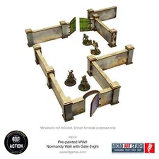 Pre-Painted WW2 Normandy Walls With Gate (High) Bolt Action Warlord Games