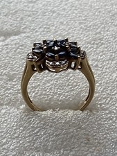 Q V C VINTAGE LADIES 9Ct YELLOW GOLD SAPPHIRE &DIAMOND RING  SIZE N