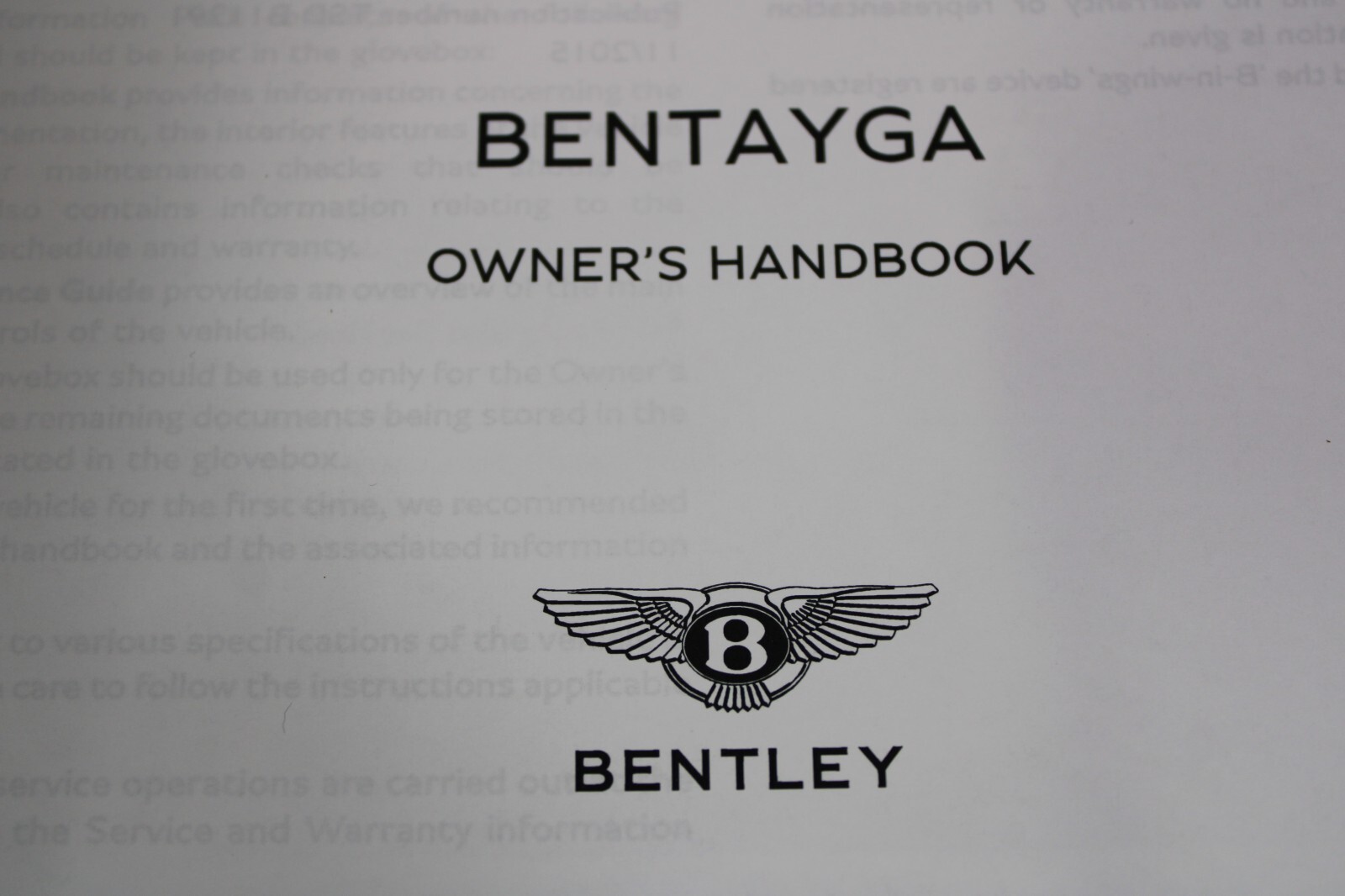 Bentley Bentayga, Owners Manual, Used