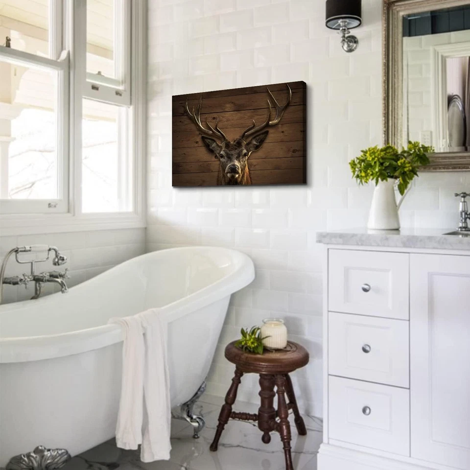 "Cuadros de ciervos decoración rústica, arte de vida silvestre para sala 16x24""" Foto 2 de 4