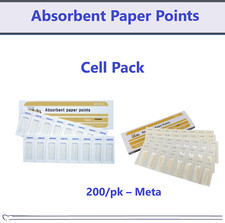 Dental Absorbent Paper Points CELL PACK Paper Points, CHOOSE SIZE, Meta 200/pk.