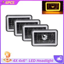 4PCS 4x6" LED Headlights Sealed Beam CCFL Halo For Chevrolet El Camino K5 Blazer