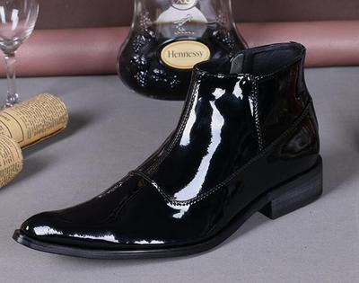 Black British Chic Mens Pointed Toe Leather Formal Dress Boot Ssoes New  Plus Sz