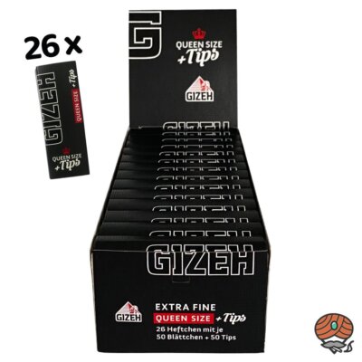 26 x Gizeh Black Queen Size + Tips à 50 Blatt + 50 Tips