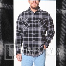 New Men's Freedom Foundry Lightweight Plaid Fleece Shirt Black Green M L