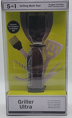NEW Protocol Griller Ultra Stainless Steel 5 in1 Grill Camping Multi Tool