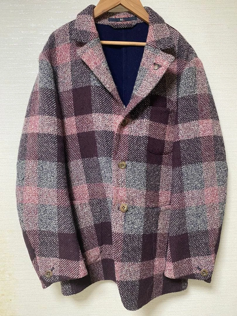 45rpm Men's Tailored Jacket L Multicolor Check Wool Made in Japan image 1