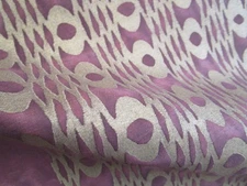 Fortuny UNITA Deep Carmine Aubergine Wine Gold Hand Printed Italian Fabric Rmnt