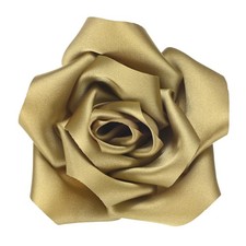 Large Satin Rose Flower Lapel Pin Brooches for Women 11cm, Gold 