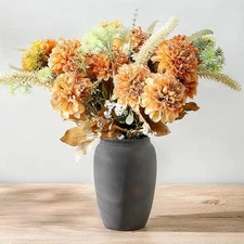 Terracotta Rustic Vase, Farmhouse Decorative Vase Boho Decor, Ceramic Christm...