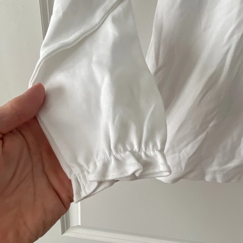 Blusa Pima con Volantes Bella Bliss Blanca Talla 8 Niñas Azul Lazo Manga Larga Foto 3 de 4