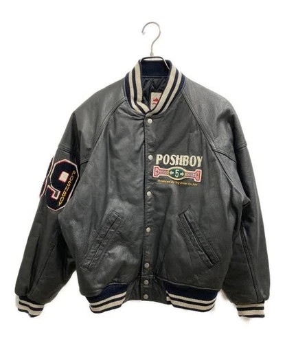 POSH BOY                    Cow leather stadium jacket black video thumbnail