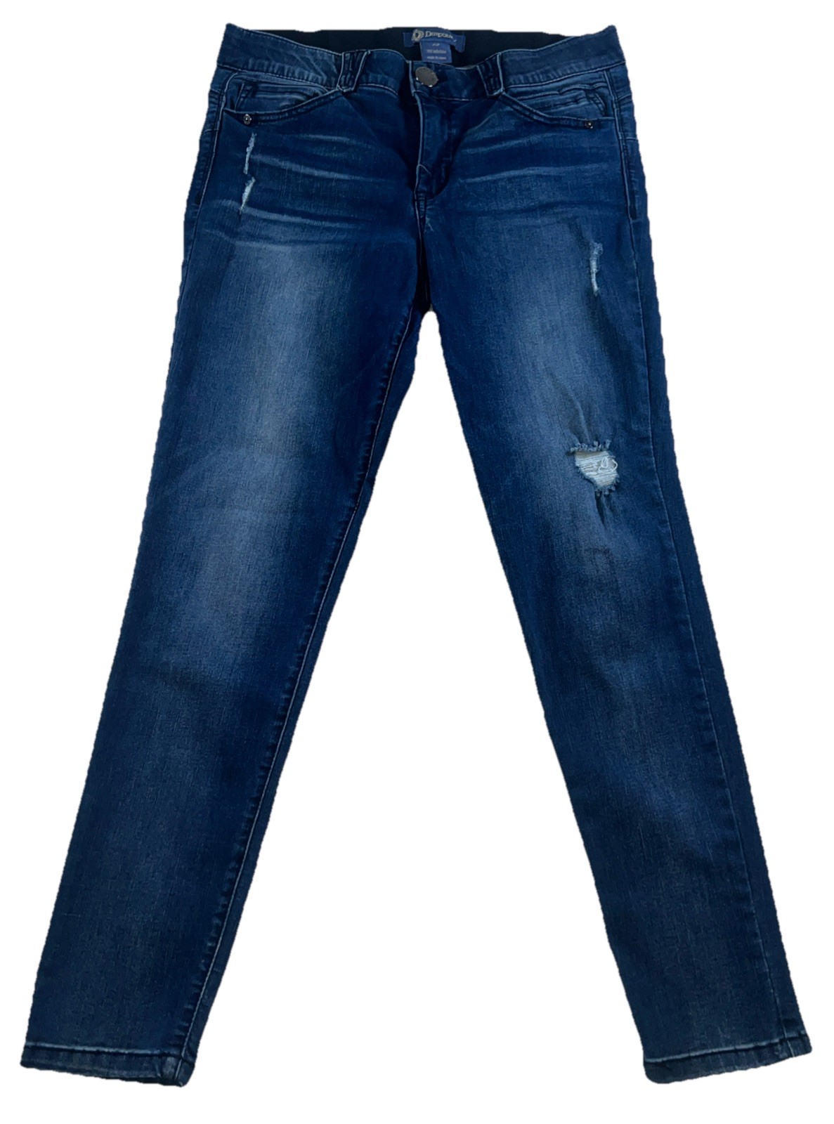 Democracy Jeans Womens 12 Ab Technology Skinny Straight Stretch Distress Blue