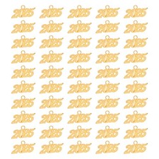 50Pack 2025 Graduation Tassel Charm Alloy 2025 Year Large Letter Charm Gold