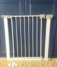 White Metal Baby Safety Stair & Doorway Gate, Adjustable Pressure Mounted