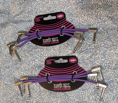 Ernie Ball 6'' Flat Ribbon Guitar Patch Cable 3-Pack purple new package
