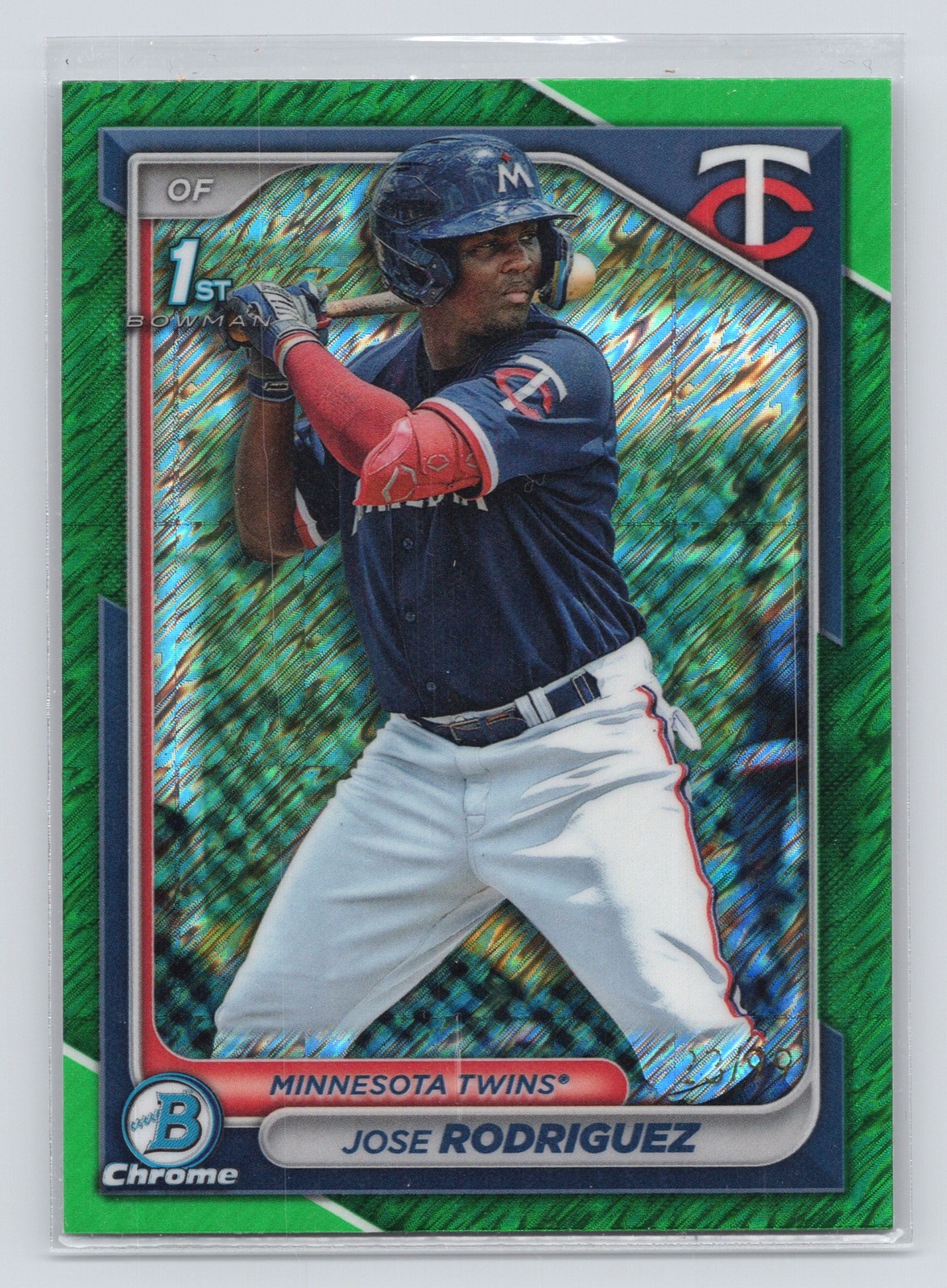 2024 Bowman #BCP-71 Jose Rodriguez Chrome Prospects Green Shimmer #/99