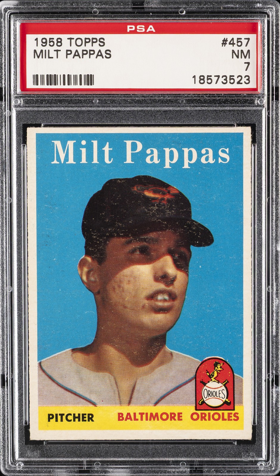 1958 TOPPS #457 MILT PAPPAS PSA 7