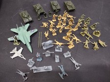 Vintage Small Micro Plastic Army Men Collection 70s 47 Men W/ Planes Tanks