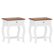 2pcs Bedside Tables with Drawer, French Style Bedside Cabinets with Open Shelf f