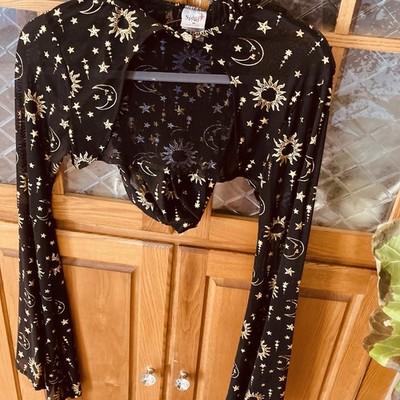 Medieval DRAMATIC CHIFFON MIDNIGHT SKY CAPE WITH SLEEVES MEDIUM