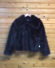 Vera Wang Simply Vera Faux Fur Cropped Coat Plum Women’s XS
