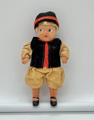 Vintage Celluloid Dutch Boy Doll 5” Articulated Sweden