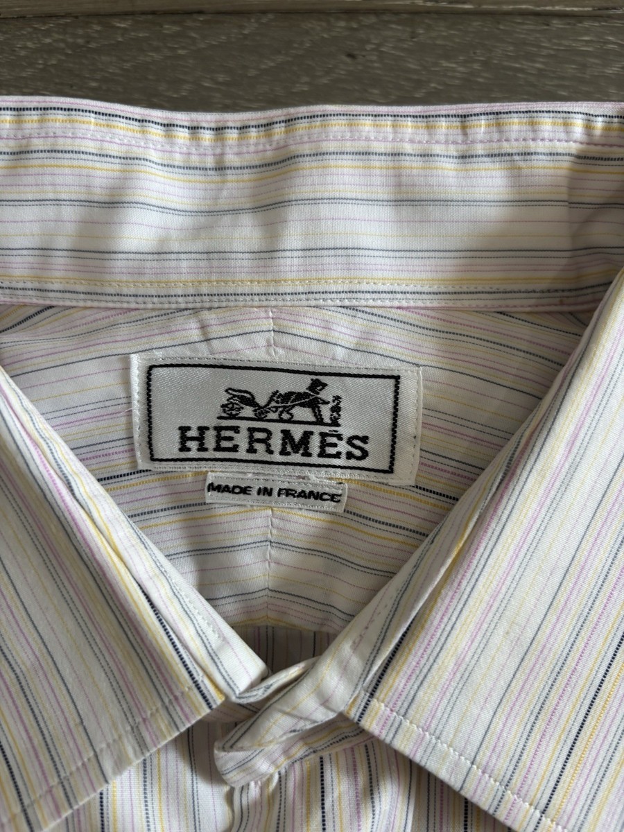 トップス HERMES SHIRT STRIPE DOUBLE CUFF 39 USED HERMES SHIRT STRIPE DOUBLE CUFF 39 USED